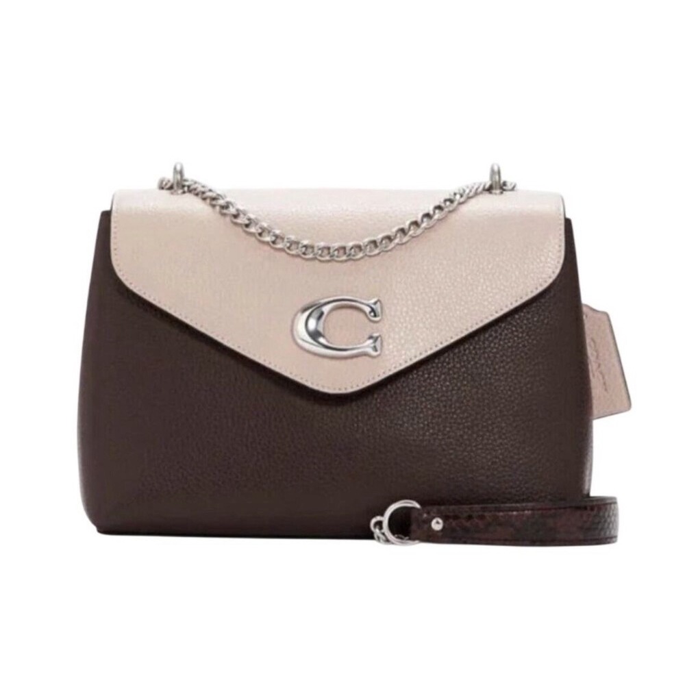 Coach Tammie Shoulder Bag Colorblock Brown Blush Pink Leather CT915 NWT